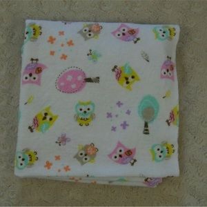 Bananafish Studio Owl Baby Receiving Blanket Flannel Tree Butterfly Flower Pink